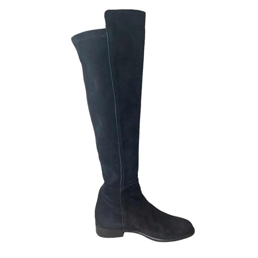 Ann Mashburn Suede Knee-High Pull on Boots in Black